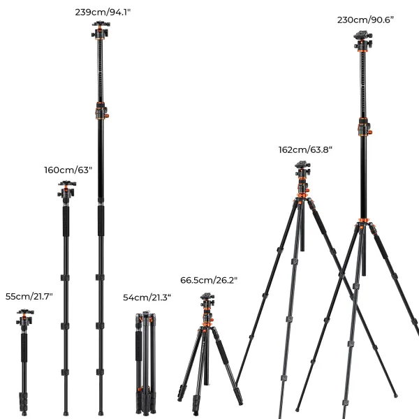 K&F Concept K&F 90-palcový / 2,3 m statívy pre fotoaparáty Statívy zo zliatiny horčíka... 30889