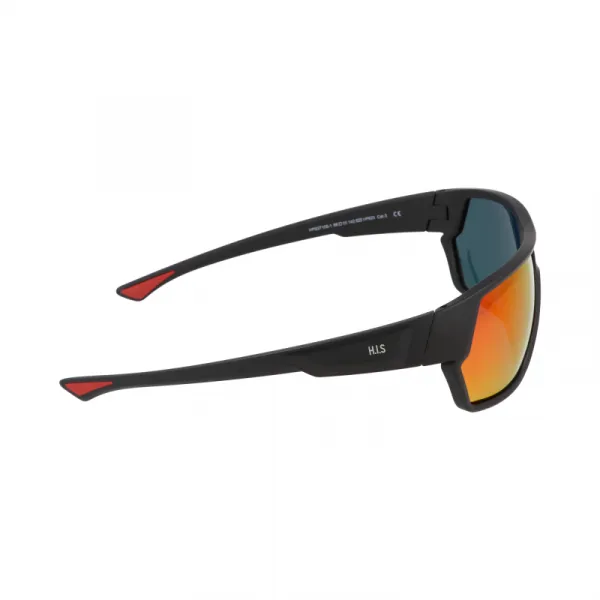 Polarizačné slnečné okuliare H.I.S. POLARIZED HPS37105-1, black, smoke with red mirror POL, 66-10-142