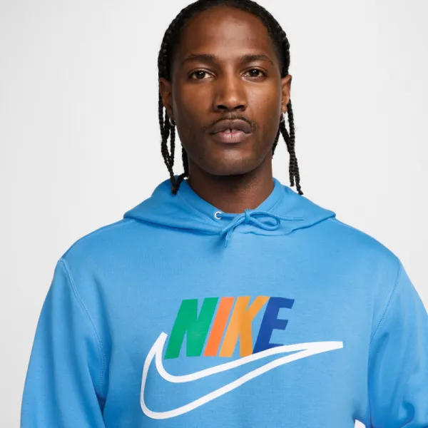 Pánska zateplená tréningová mikina s kapucňou NIKE M NK CLUB BB HDY FUTURA BLOCK-412 UNIVERSITY BLUE