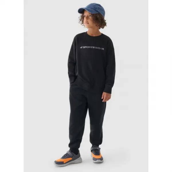 Chlapčenské zateplené tepláky 4F JUNIOR TROUSERS-JWAW24TTROM761-20S-DEEP BLACK