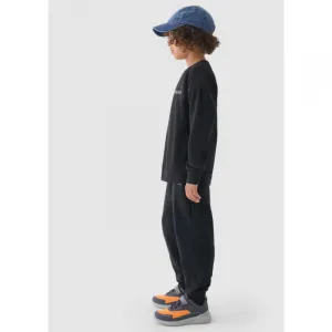 Chlapčenské zateplené tepláky 4F JUNIOR TROUSERS-JWAW24TTROM761-20S-DEEP BLACK