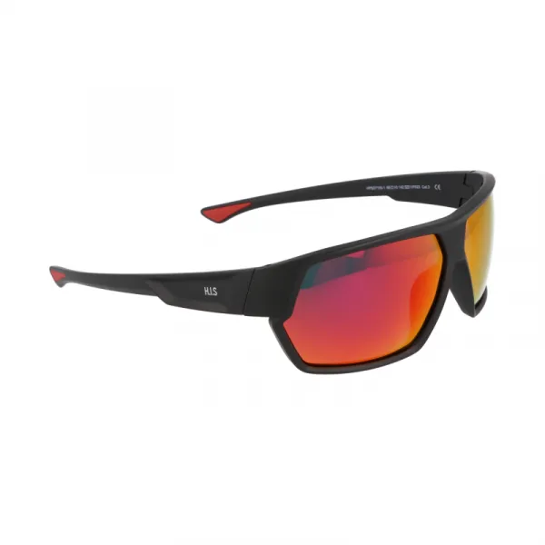 Polarizačné slnečné okuliare H.I.S. POLARIZED HPS37105-1, black, smoke with red mirror POL, 66-10-142