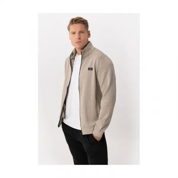 Pánska mikina so zipsom VOLCANO B-WILL-101-CREAM
