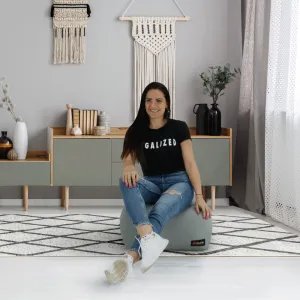 Sedací vak, sivá/zelená/žltá látka, ALIMOR