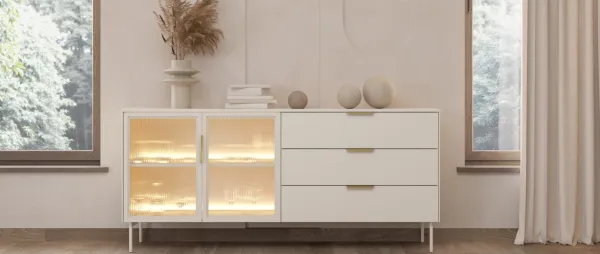 ArtLas Obývacia stena NAIRE s LED osvetlením | cashmere