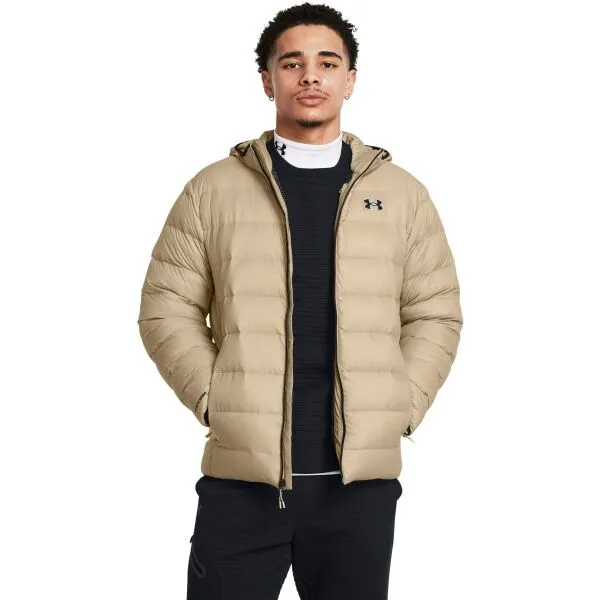 Under Armour LEGEND DOWN HOODED Pánska bunda, béžová, veľkosť M