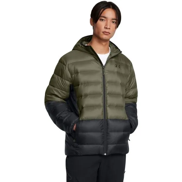 Under Armour LEGEND DOWN HOODED Pánska bunda, khaki, veľkosť M
