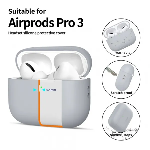 Tech-Protect Silikónové puzdro, Apple AirPods Pro 3, šedé