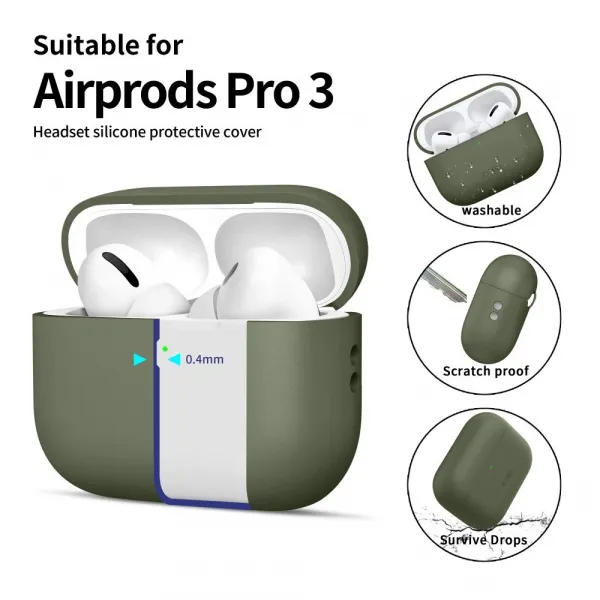 Tech-Protect Silikónové puzdro, Apple AirPods Pro 3, zelené