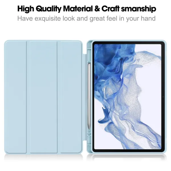 LEATHER Zaklápací obal pre Samsung Galaxy Tab S9 svetlomodrý