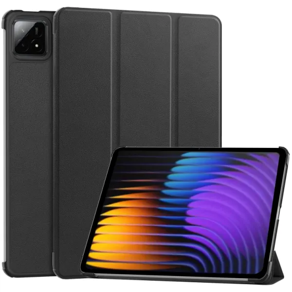 LEATHER Zaklápací kryt pre Xiaomi Pad 7 / Pad 7 Pro / Pad 8 / Pad 8 Pro čierny