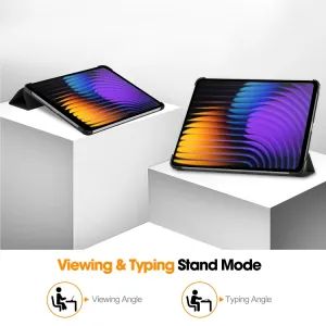 LEATHER Zaklápací kryt pre Xiaomi Pad 7 / Pad 7 Pro / Pad 8 / Pad 8 Pro čierny
