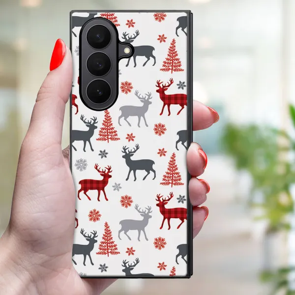 MY ART Kryt s vianočným dizajnom Samsung Galaxy Z Fold7 5G DEER (068)
