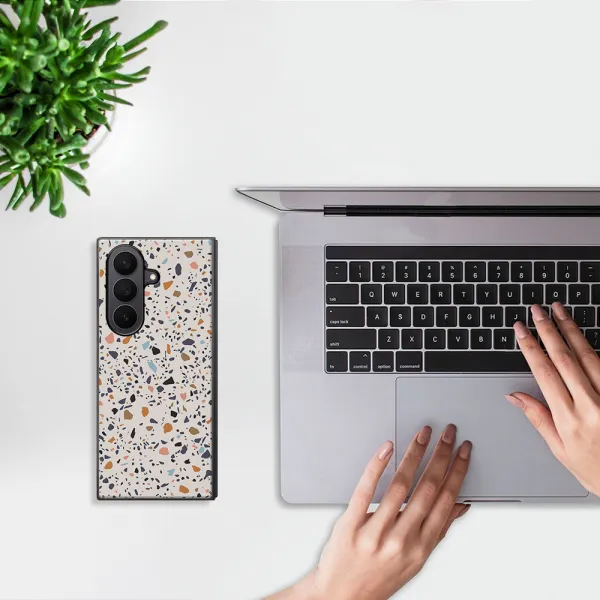 MY ART Ochranný kryt pre Samsung Galaxy Z Fold7 5G BEIGE TERRAZZO (162)