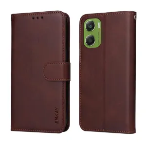 ENKAY PREMIUM SET Peňaženkové puzdro a ochranné sklo Motorola Moto G06 / G06 Power hnedé