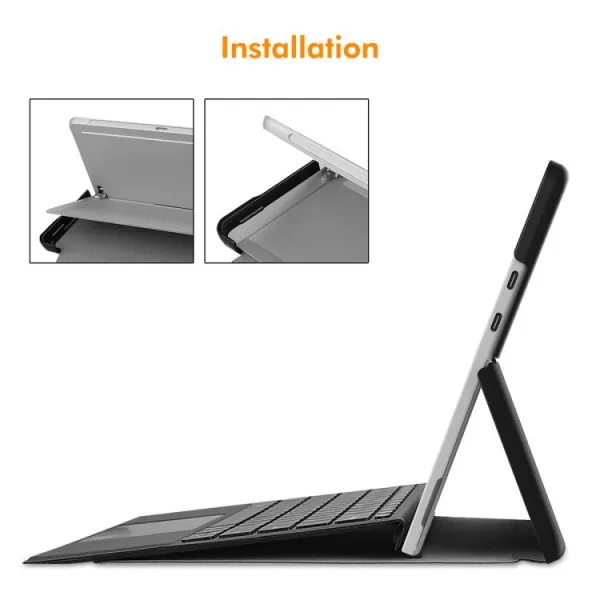 ENKAY LEATHER Zaklápací kryt pre Microsoft Surface Pro 12 zelený