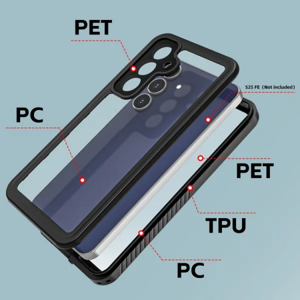 SOLID IP68 Obojstranný kryt pre Samsung Galaxy S25 FE čierny