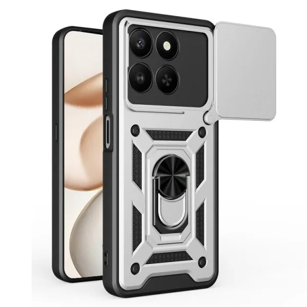 RING CAMERA Kryt s držiakom pre Honor 400 Smart 5G / Honor X7d strieborný