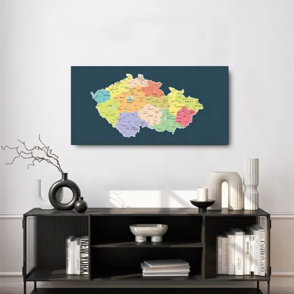 Obraz mapa Česka s tmavým pozadím