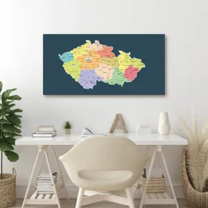 Obraz mapa Česka s tmavým pozadím