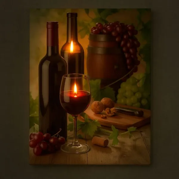 Nexos 86798 Nástenná maľba víno, 2 LED, 30 x 40 cm