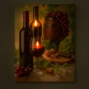 Nexos 86798 Nástenná maľba víno, 2 LED, 30 x 40 cm