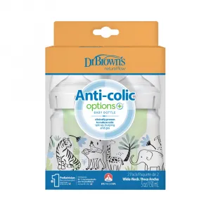 Dojčenská fľaša Džungľa options+ Wide Neck 150 ml Anti-colic – 2 ks (WB52014)