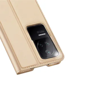 Dux Ducis Skin Pro knižkové kožené puzdro na Xiaomi Poco F4 5G, zlaté