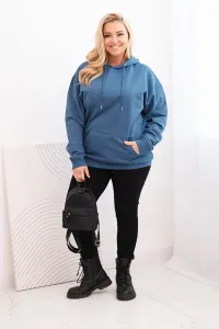 Legínovo Dámska mikina s očkami Plus Size bavlnená s kapucňou a klokaním vreckom horčicová Farba: Hnedá, Veľkosť: 2XL