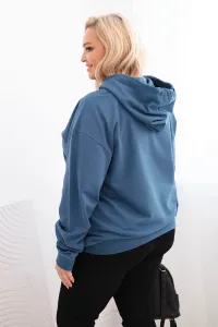 Legínovo Dámska mikina s očkami Plus Size bavlnená s kapucňou a klokaním vreckom horčicová Farba: Hnedá, Veľkosť: 2XL