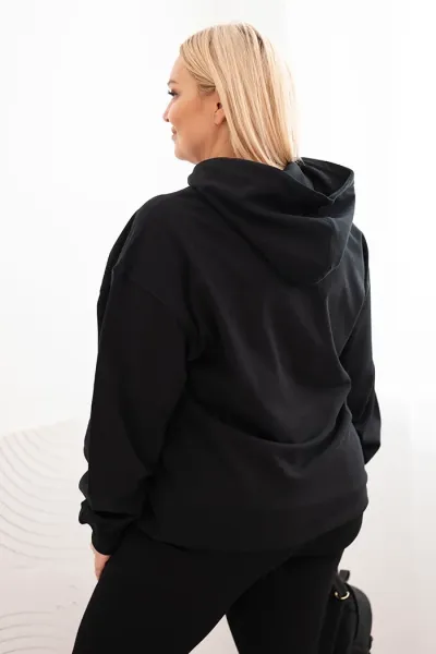Legínovo Dámska mikina s očkami Plus Size bavlnená s kapucňou a klokaním vreckom horčicová Farba: Hnedá, Veľkosť: 2XL