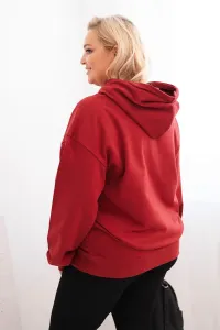 Legínovo Dámska mikina s očkami Plus Size bavlnená s kapucňou a klokaním vreckom horčicová Farba: Hnedá, Veľkosť: 2XL