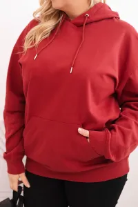 Legínovo Dámska mikina s očkami Plus Size bavlnená s kapucňou a klokaním vreckom horčicová Farba: Hnedá, Veľkosť: 2XL