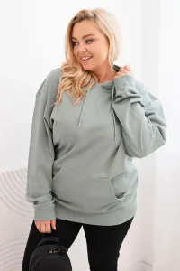 Legínovo Dámska mikina s očkami Plus Size bavlnená s kapucňou a klokaním vreckom horčicová Farba: Hnedá, Veľkosť: 2XL
