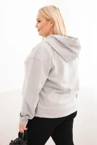Legínovo Dámska mikina s očkami Plus Size bavlnená s kapucňou a klokaním vreckom horčicová Farba: Hnedá, Veľkosť: 2XL