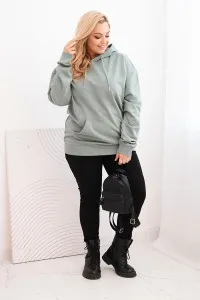Legínovo Dámska mikina s očkami Plus Size bavlnená s kapucňou a klokaním vreckom horčicová Farba: Hnedá, Veľkosť: 2XL