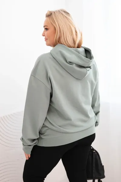 Legínovo Dámska mikina s očkami Plus Size bavlnená s kapucňou a klokaním vreckom horčicová Farba: Hnedá, Veľkosť: 2XL