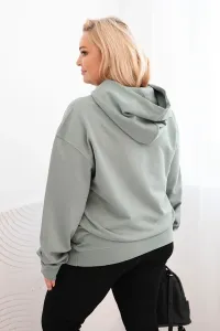 Legínovo Dámska mikina s očkami Plus Size bavlnená s kapucňou a klokaním vreckom horčicová Farba: Hnedá, Veľkosť: 2XL
