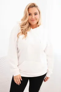 Legínovo Dámska mikina s očkami Plus Size bavlnená s kapucňou a klokaním vreckom horčicová Farba: Hnedá, Veľkosť: 2XL