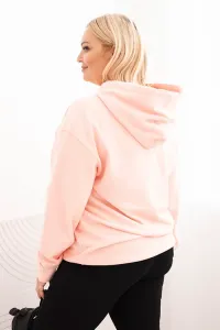 Legínovo Dámska mikina s očkami Plus Size bavlnená s kapucňou a klokaním vreckom horčicová Farba: Hnedá, Veľkosť: 2XL