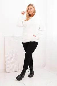 Legínovo Dámska mikina s očkami Plus Size bavlnená s kapucňou a klokaním vreckom horčicová Farba: Hnedá, Veľkosť: 2XL