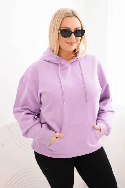 Legínovo Dámska mikina s očkami Plus Size bavlnená s kapucňou a klokaním vreckom horčicová Farba: Hnedá, Veľkosť: 2XL