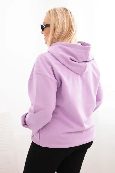 Legínovo Dámska mikina s očkami Plus Size bavlnená s kapucňou a klokaním vreckom horčicová Farba: Hnedá, Veľkosť: 2XL