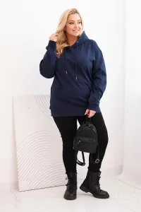 Legínovo Dámska mikina s očkami Plus Size bavlnená s kapucňou a klokaním vreckom horčicová Farba: Hnedá, Veľkosť: 2XL