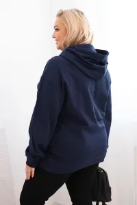 Legínovo Dámska mikina s očkami Plus Size bavlnená s kapucňou a klokaním vreckom horčicová Farba: Hnedá, Veľkosť: 2XL