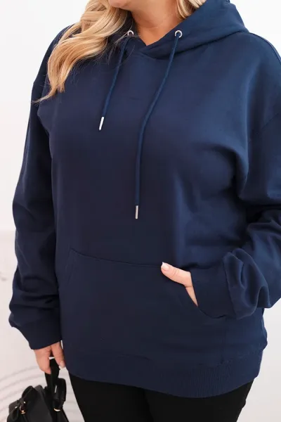 Legínovo Dámska mikina s očkami Plus Size bavlnená s kapucňou a klokaním vreckom horčicová Farba: Hnedá, Veľkosť: 2XL
