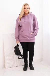 Legínovo Dámska mikina s očkami Plus Size bavlnená s kapucňou a klokaním vreckom horčicová Farba: Hnedá, Veľkosť: 2XL