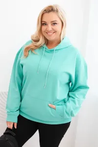 Legínovo Dámska mikina s očkami Plus Size bavlnená s kapucňou a klokaním vreckom horčicová Farba: Hnedá, Veľkosť: 2XL