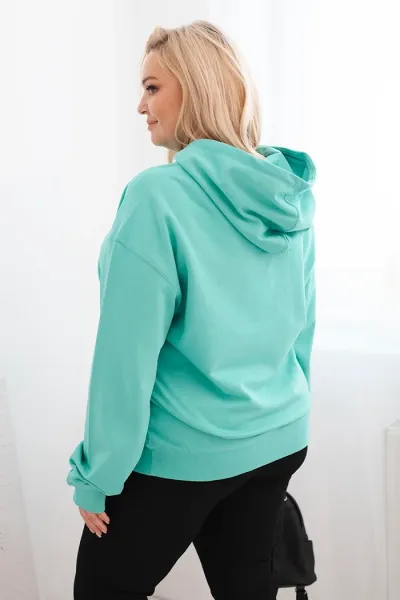 Legínovo Dámska mikina s očkami Plus Size bavlnená s kapucňou a klokaním vreckom horčicová Farba: Hnedá, Veľkosť: 2XL