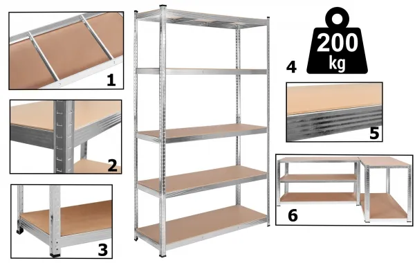 TZB Dílenský regál IRONHOLD 205x120 cm stříbrný